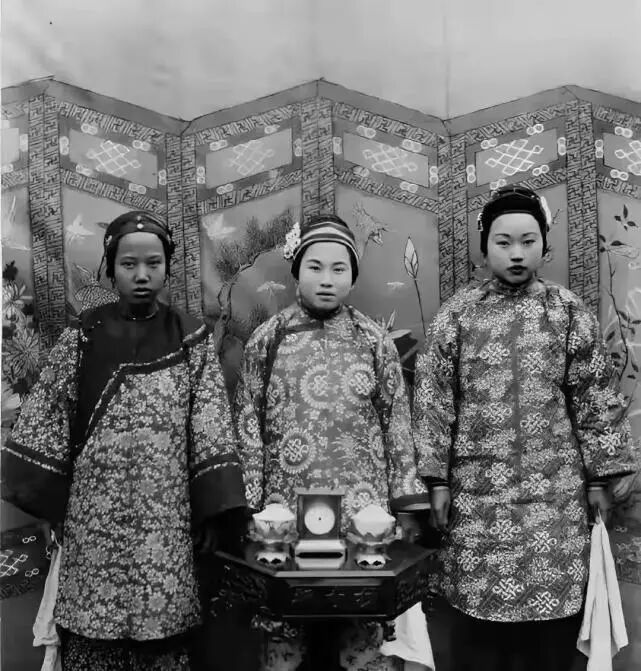 晚清老照片躺洋太太怀里抽大烟带八个老婆逛街的富人 配图5